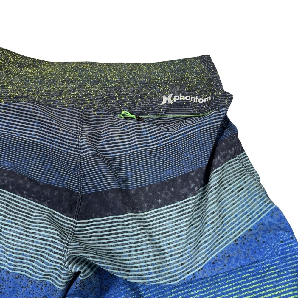 Hurley Phantom Board Shorts Mens 29‎ Blue Green Striped Surf Swim Trunks Stretch - Picture 5 of 7